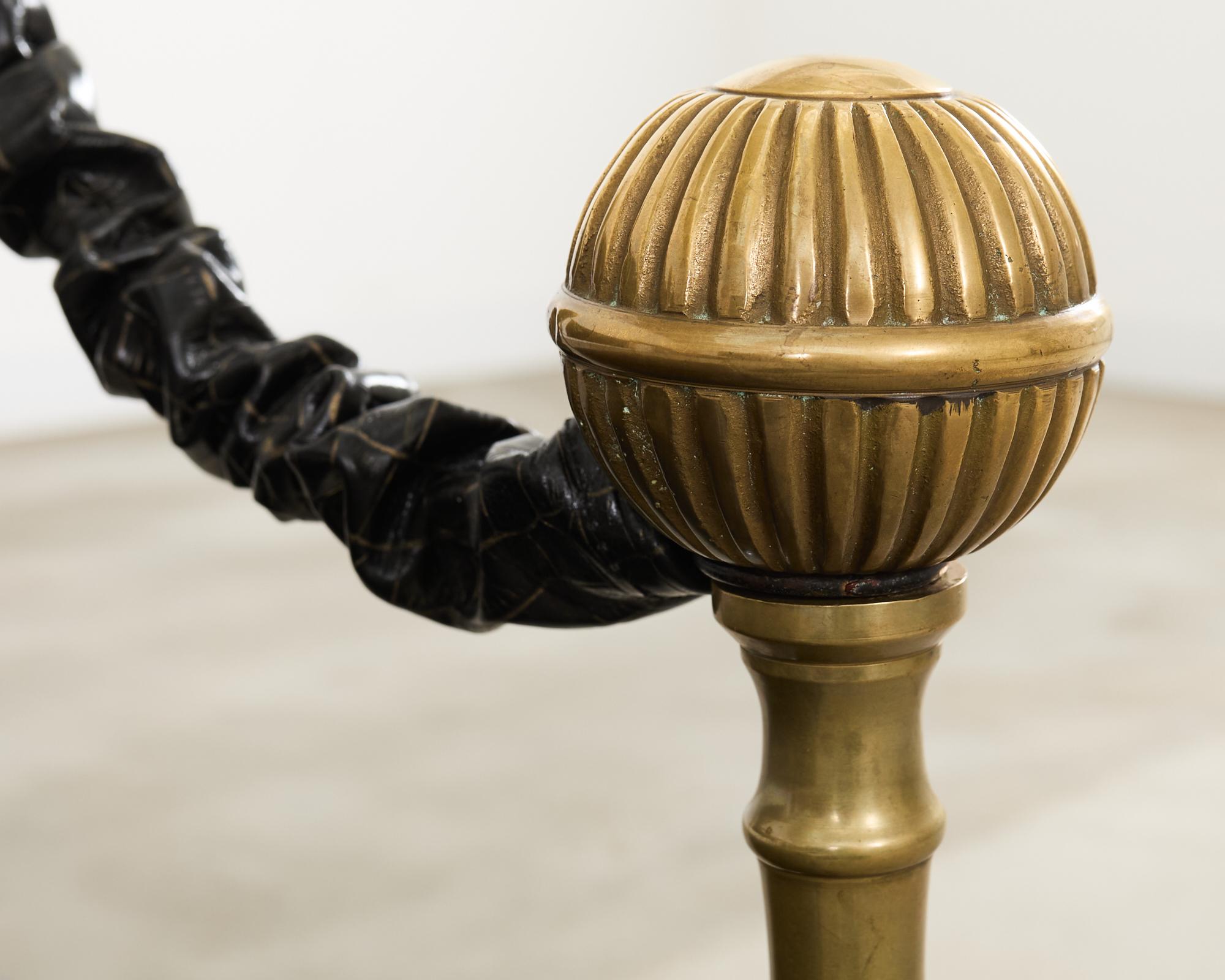 Italian Baroque Savonarola Chair with Bronze Mace Finials For Sale 4