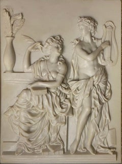 Italian Neoclassical Giltwood Framed Bas-Relief Sculpture with Musical Theme