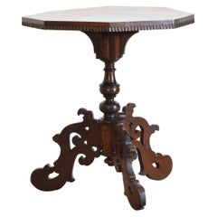 Antique Italian Baroque Shaped 
Carved Walnut Octagonal Center Table, Late 17th Century