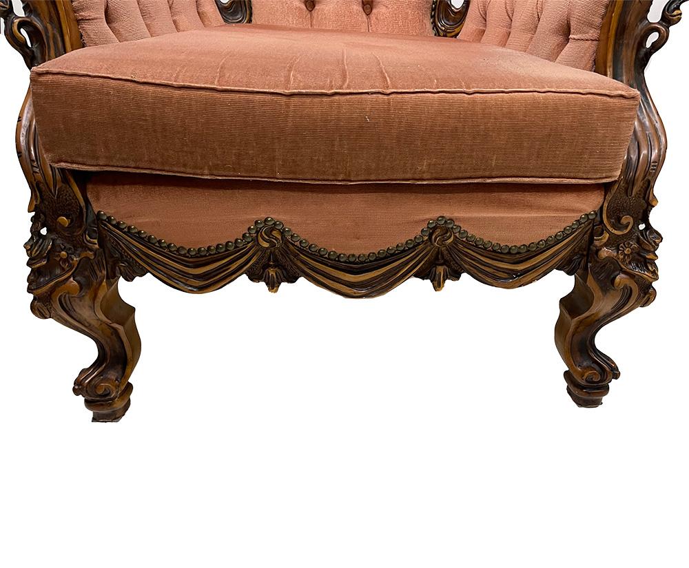Italian Baroque sofa and armchairs, 1970s For Sale 1