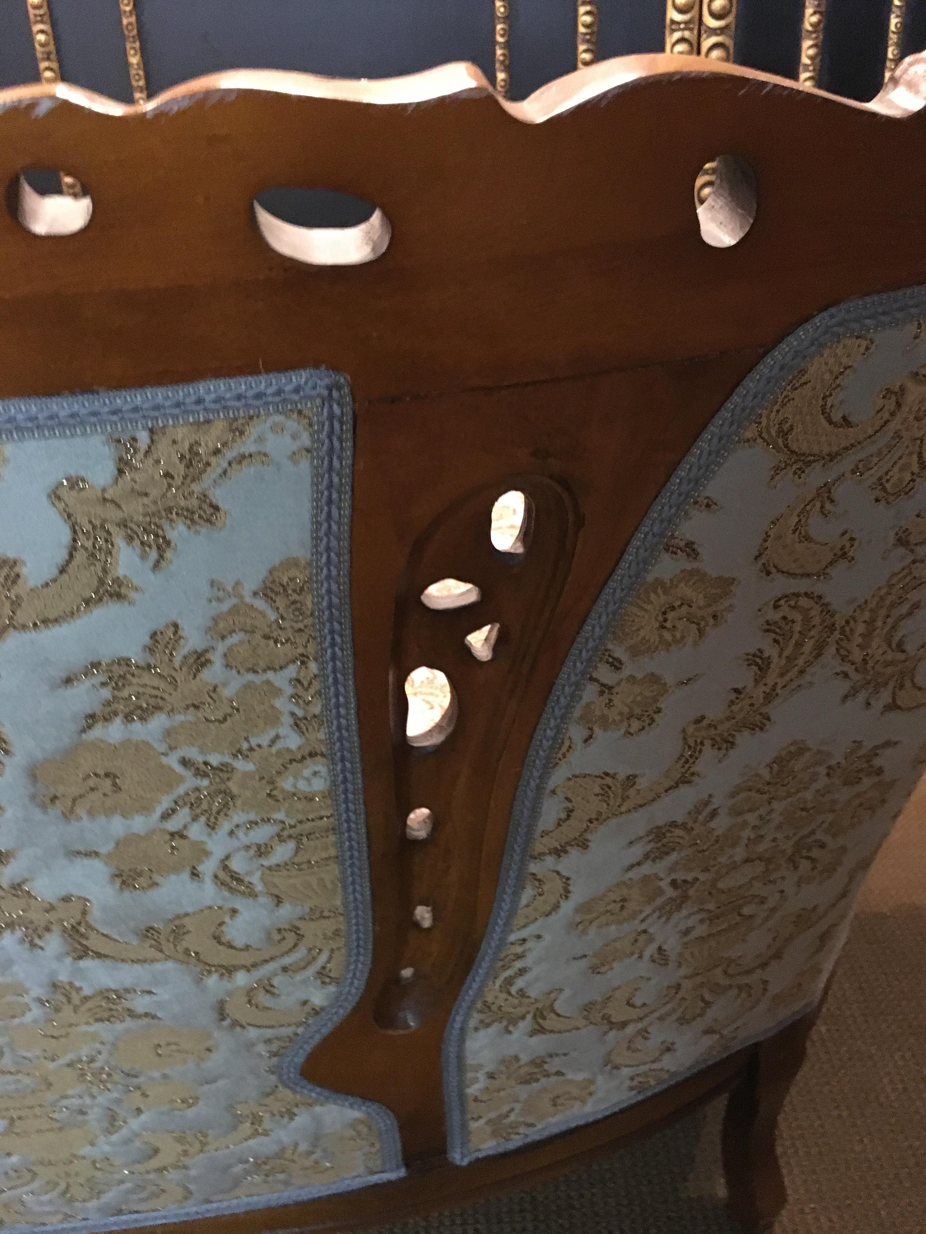 Italian Baroque Sofa Set 2 Armchairs Walnut Carved 5