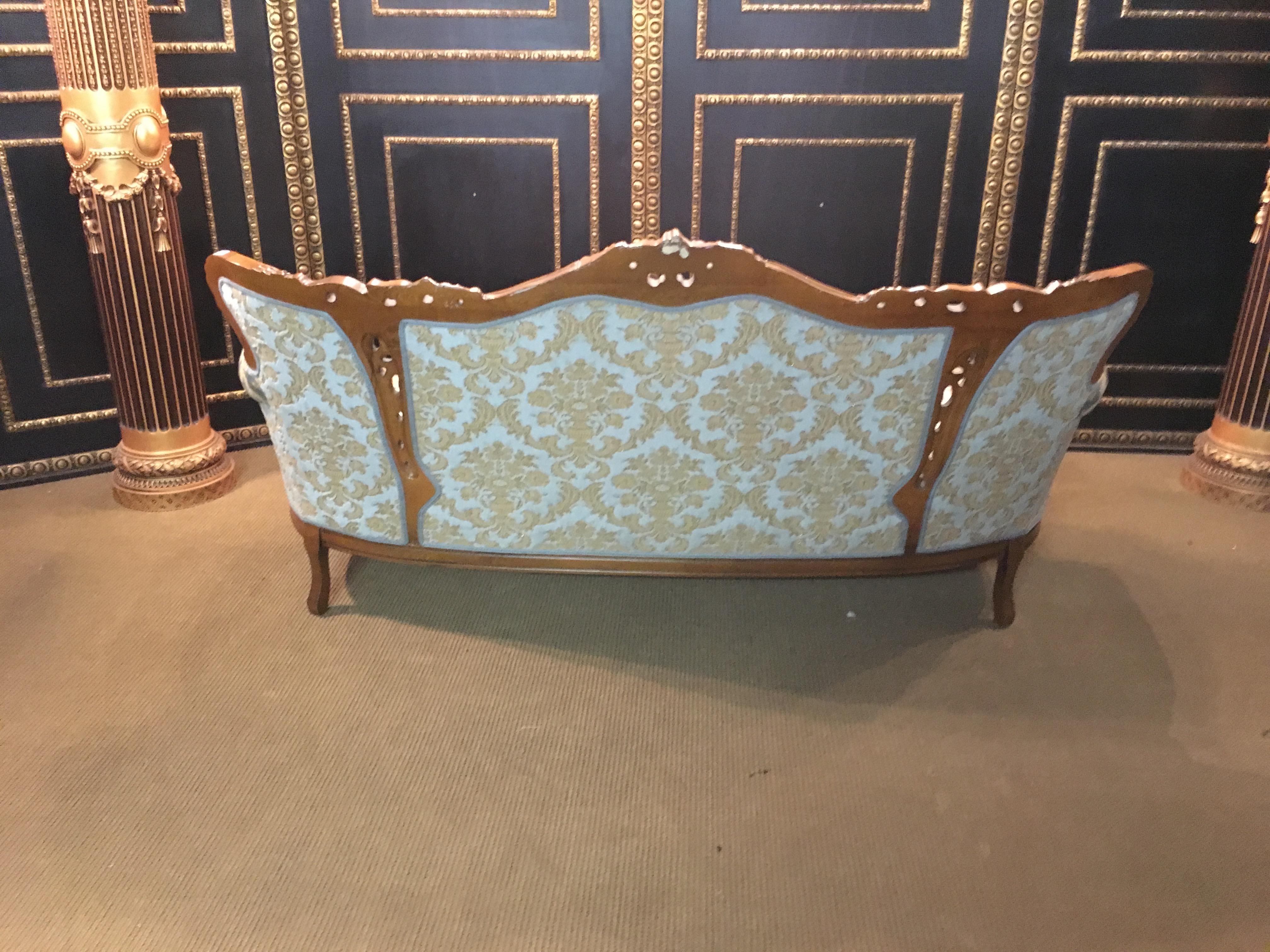 Italian Baroque Sofa Set 2 Armchairs Walnut Carved 4