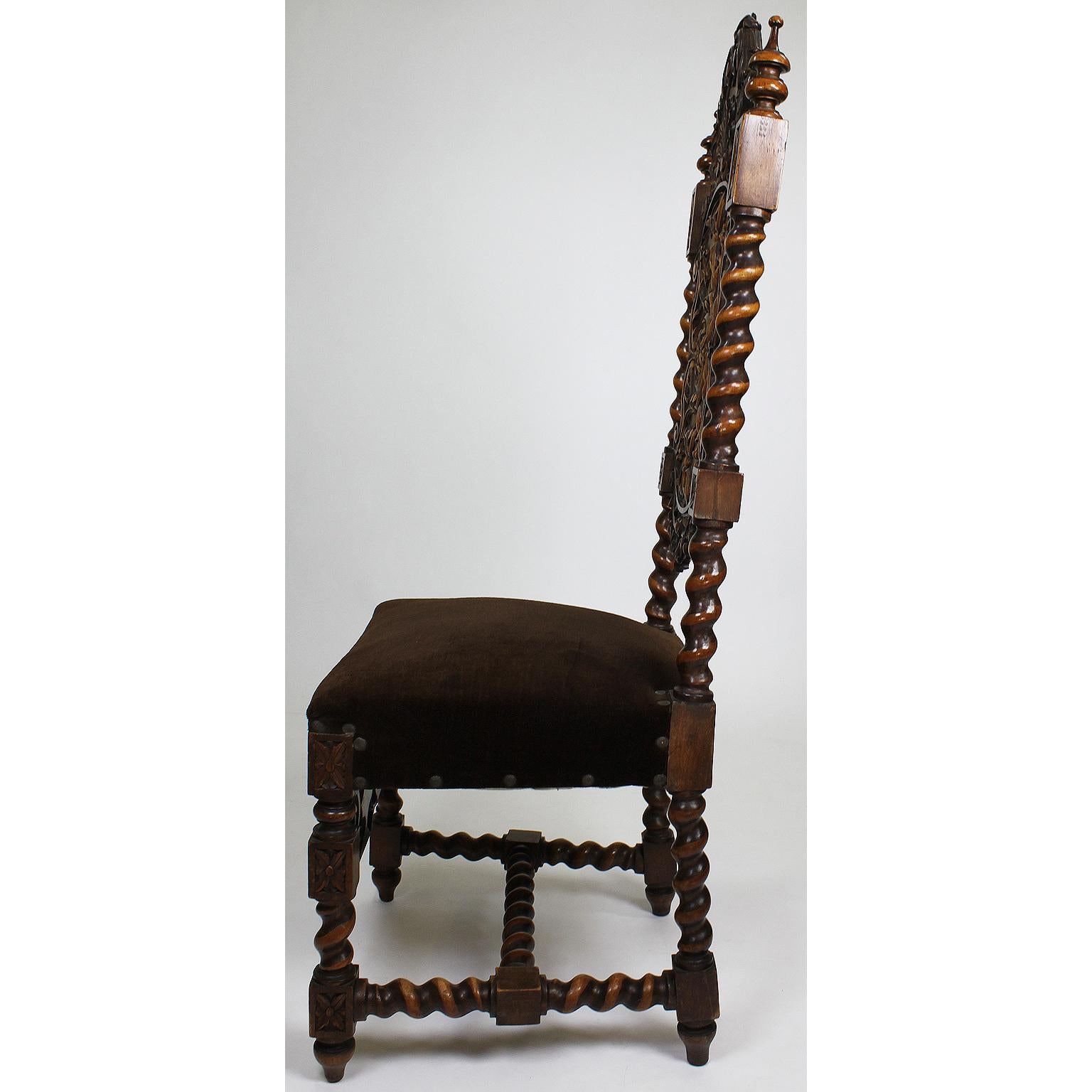 Baroque Revival Italian Baroque Solomonic Style Walnut Carved Side Chair