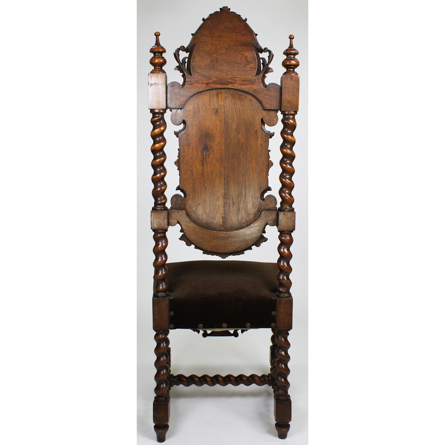 Hand-Carved Italian Baroque Solomonic Style Walnut Carved Side Chair