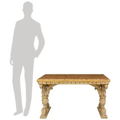 Italian Baroque st. Polychrome, Giltwood and marble coffee table