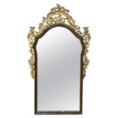 Specchio barocco italiano in legno dorato ed ebanizzato