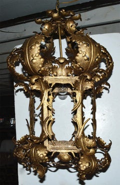 Italian Baroque Style 19th Century Tole Hanging Lantern