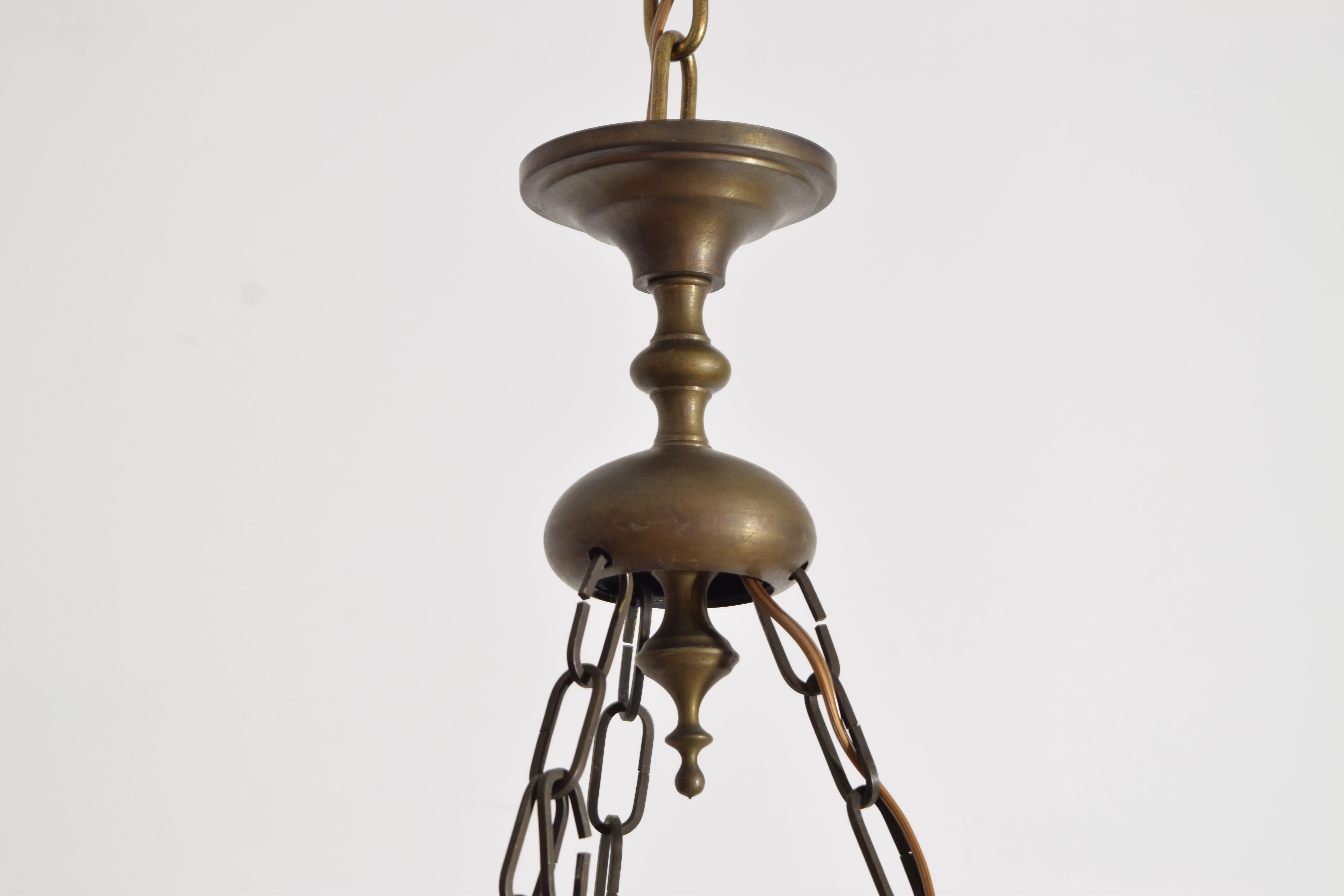 XIX secolo Lampadario a 6 luci in bronzo fuso e patinato in stile barocco italiano, 1850 ca. in vendita