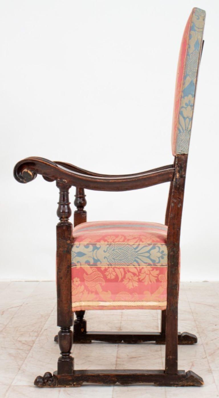 Upholstery Italian Baroque Style Arm Chair, 19th C For Sale