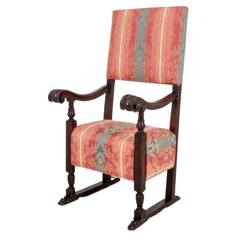 Italian Baroque Style Arm Chair, 19th C For Sale