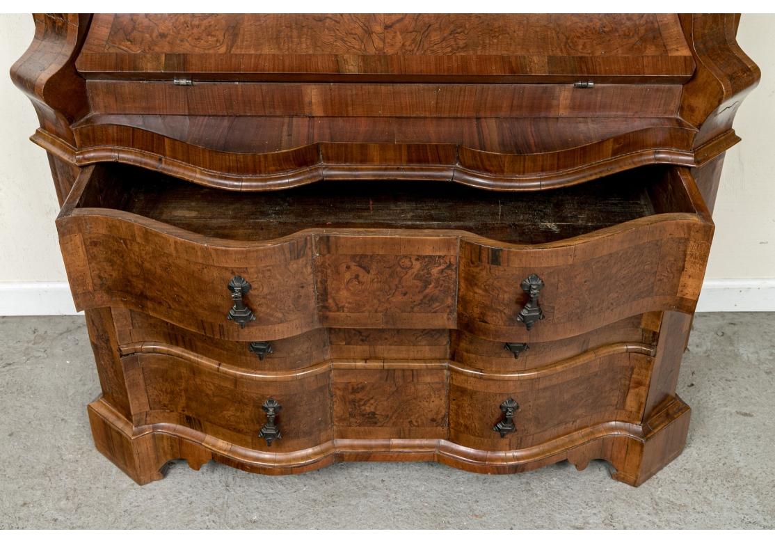 Italian Baroque Style Burl Walnut Secretary Desk Cabinet For Sale 10