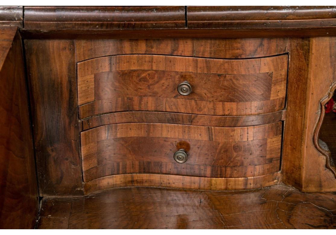 Italian Baroque Style Burl Walnut Secretary Desk Cabinet For Sale 15