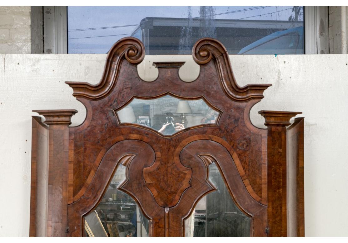20th Century Italian Baroque Style Burl Walnut Secretary Desk Cabinet For Sale