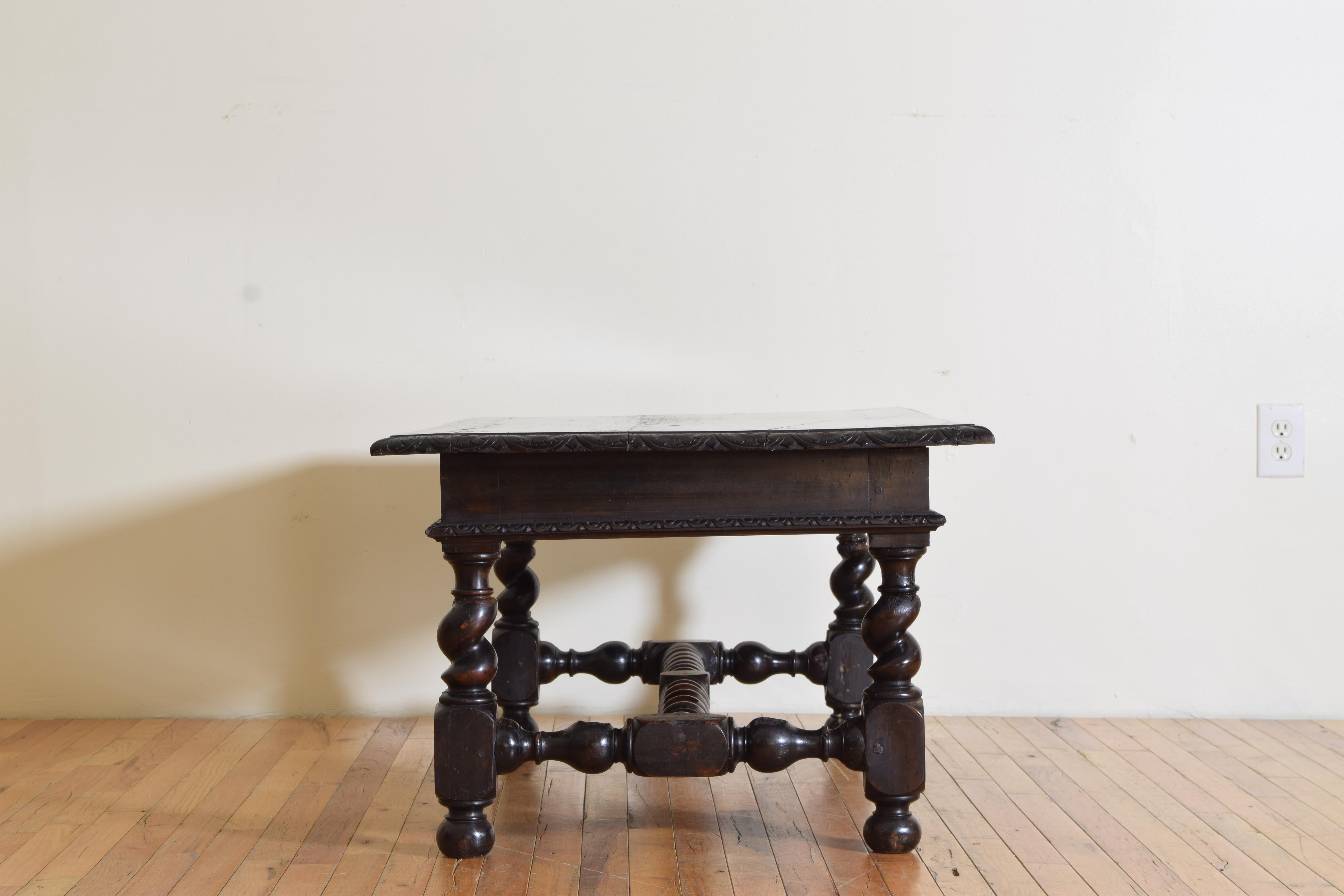 Italian Baroque Style Carved and Ebonized Walnut Coffee Table, Mid 19th Century In Good Condition In Atlanta, GA