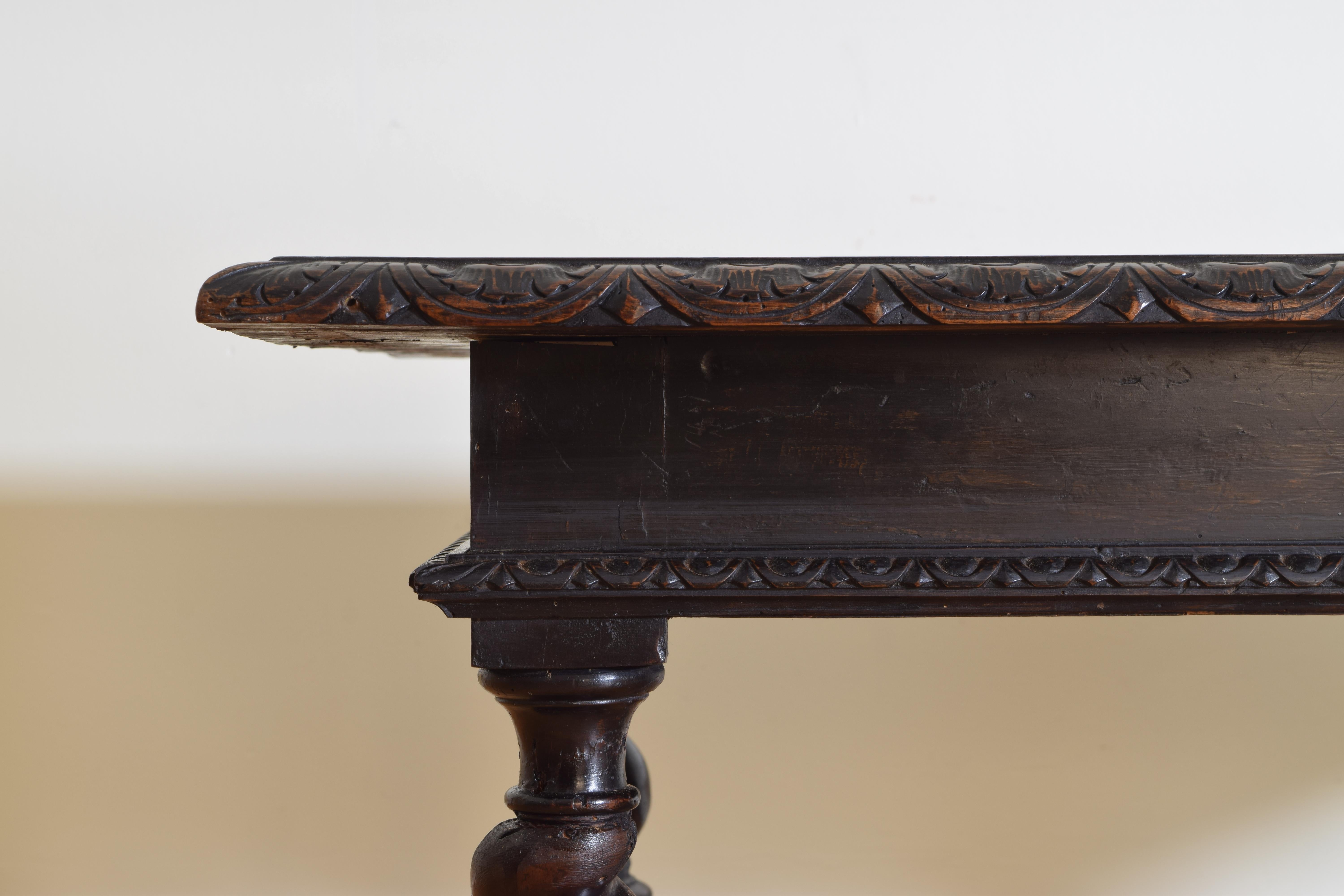 Italian Baroque Style Carved and Ebonized Walnut Coffee Table, Mid 19th Century 1