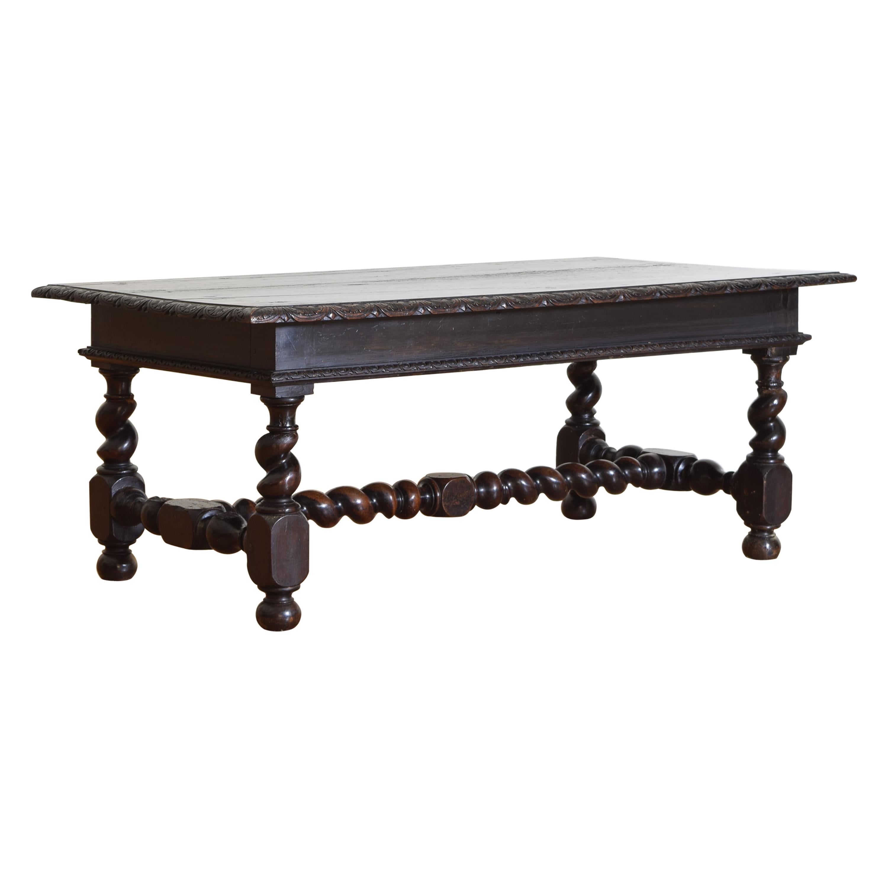 Italian Baroque Style Carved and Ebonized Walnut Coffee Table, Mid 19th Century