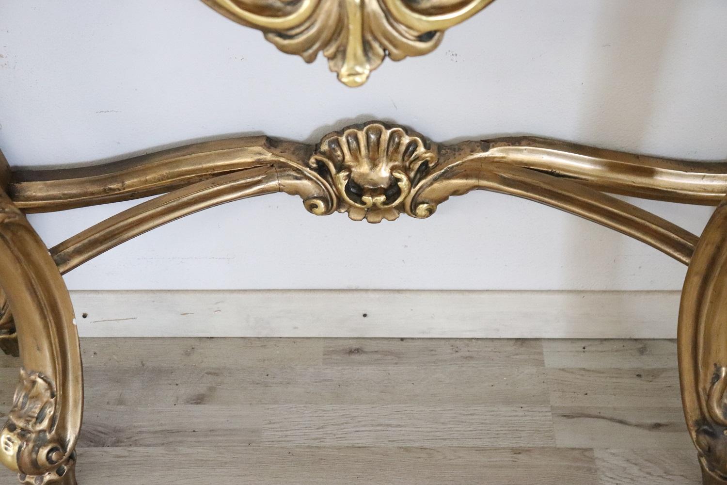 Poplar Italian Baroque Style Carved and Gilded Wood Console Table with Mirror For Sale
