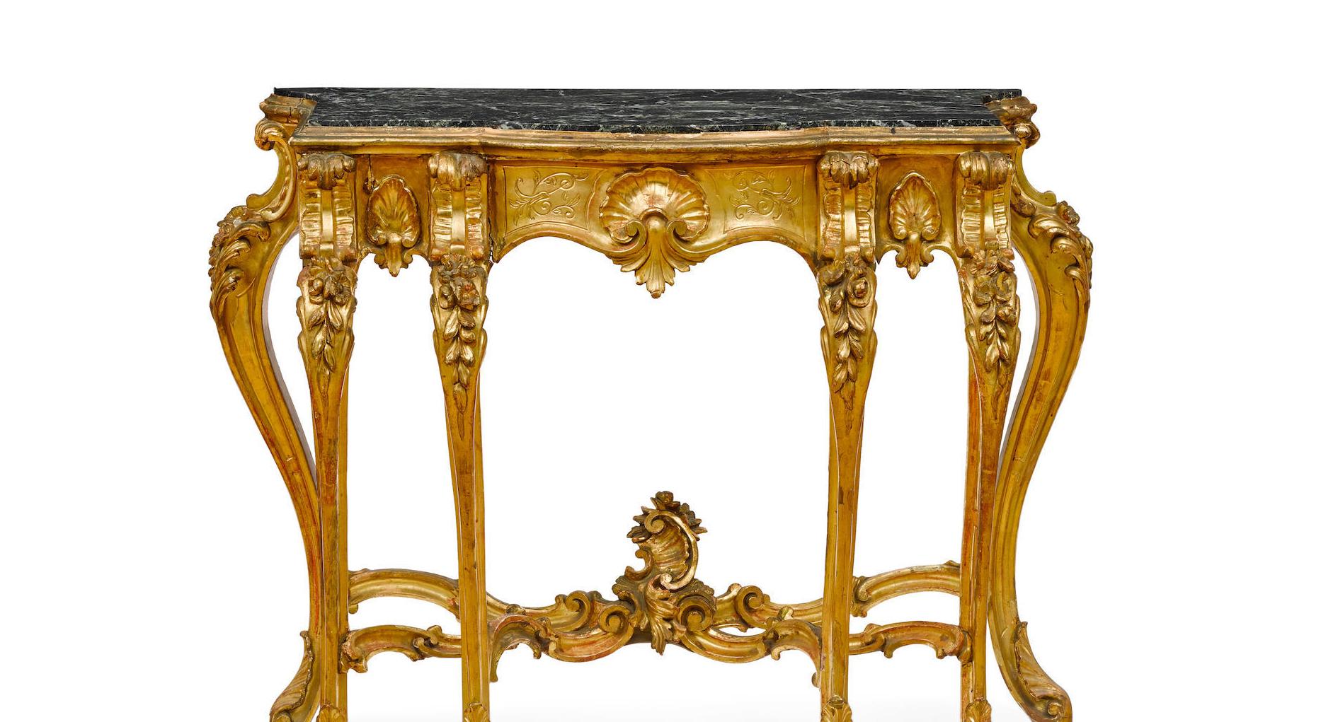 Italian Baroque Style Carved Giltwood Console, 19th Century In Good Condition In Cypress, CA