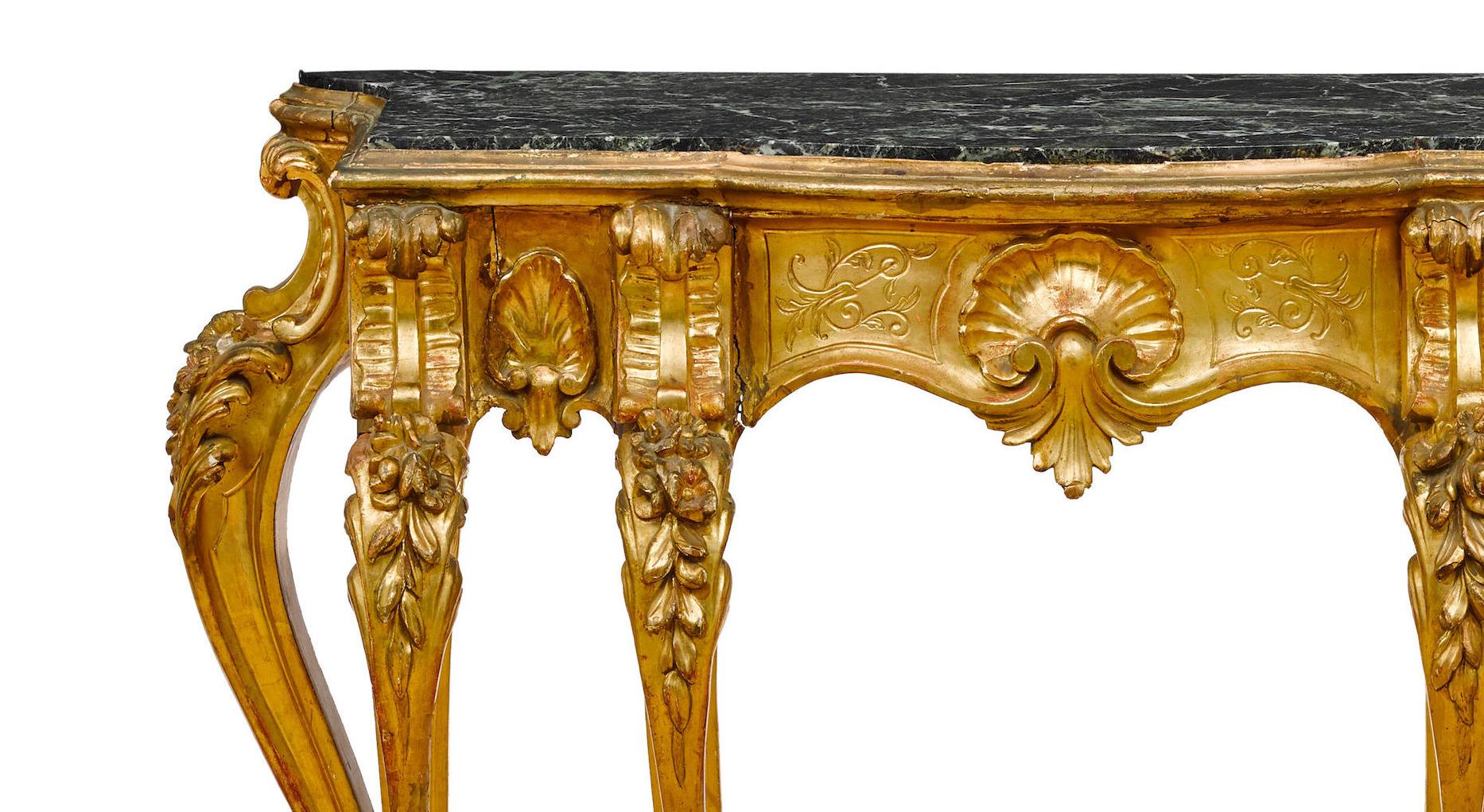 Italian Baroque Style Carved Giltwood Console, 19th Century 1
