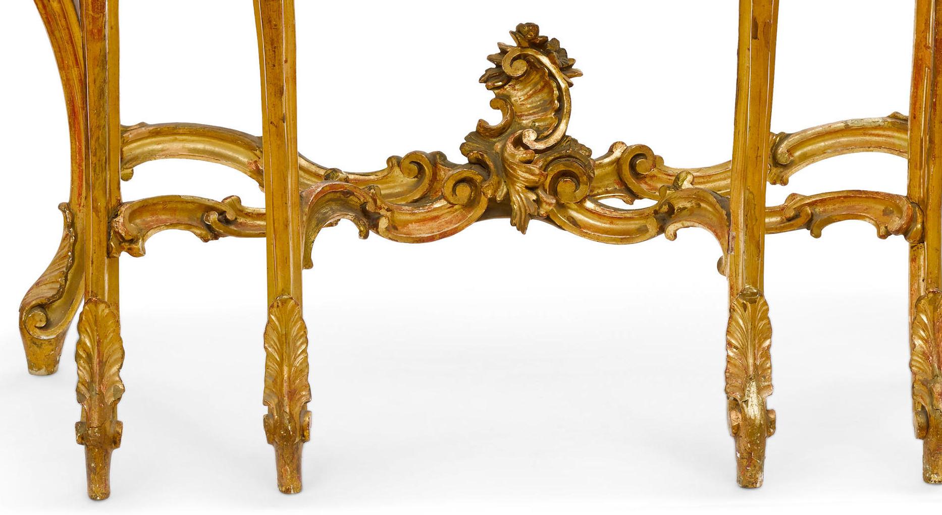 Italian Baroque Style Carved Giltwood Console, 19th Century 2