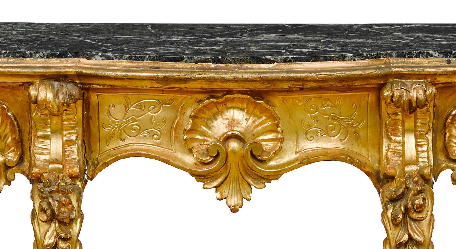 Italian Baroque Style Carved Giltwood Console, 19th Century 3