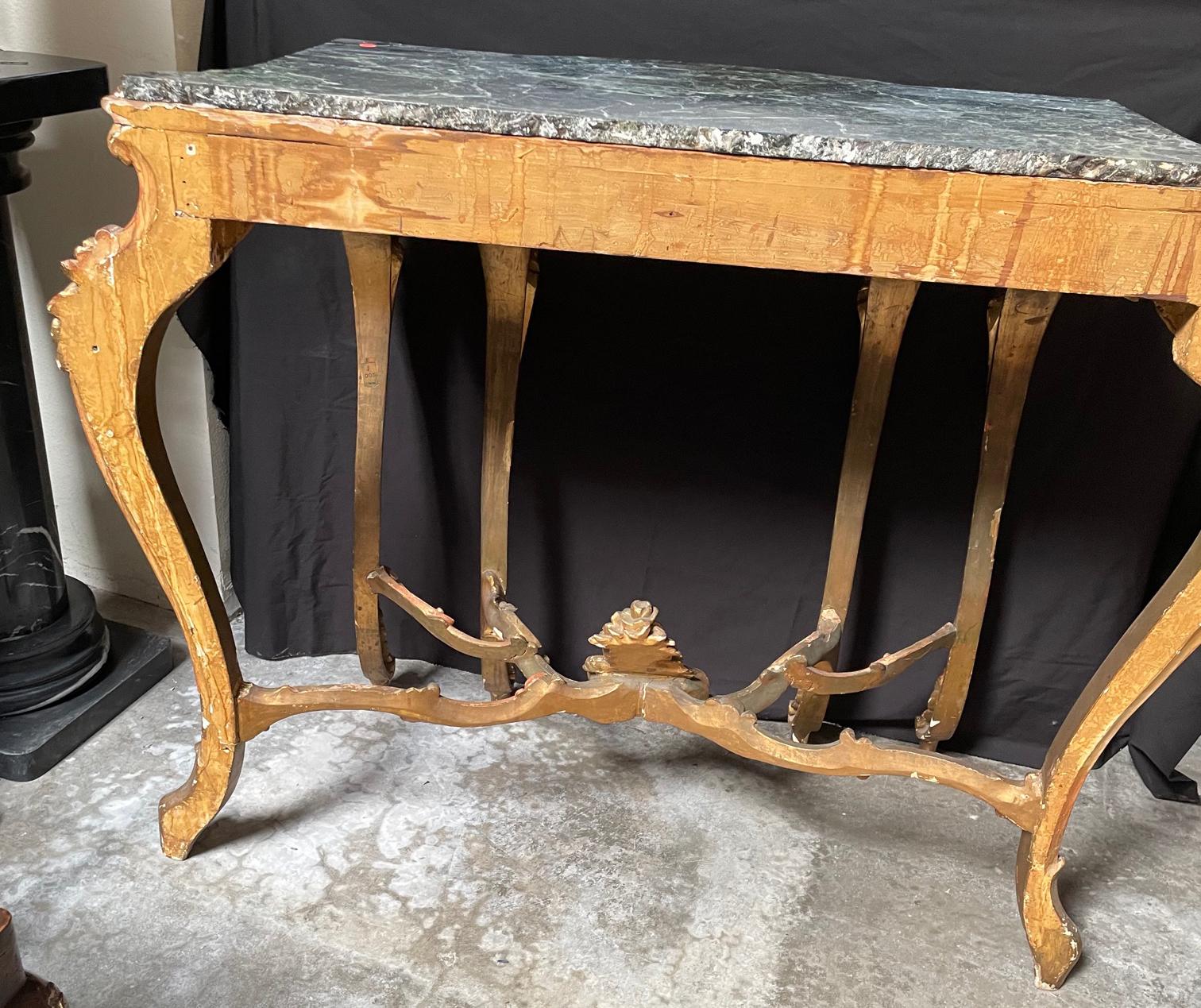 Italian Baroque Style Carved Giltwood Console, 19th Century 4