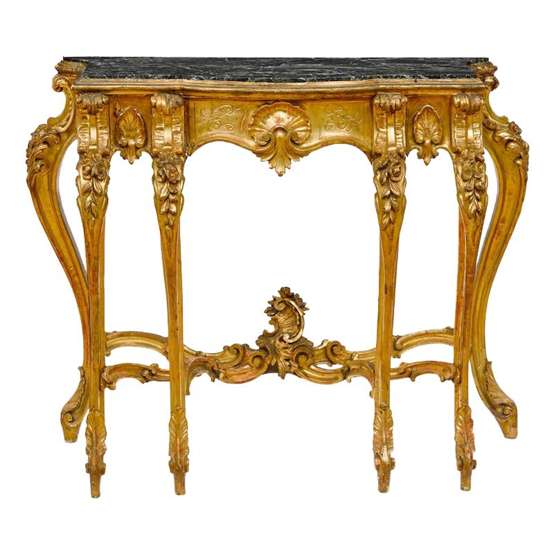 Italian Baroque Style Carved Giltwood Console, 19th Century