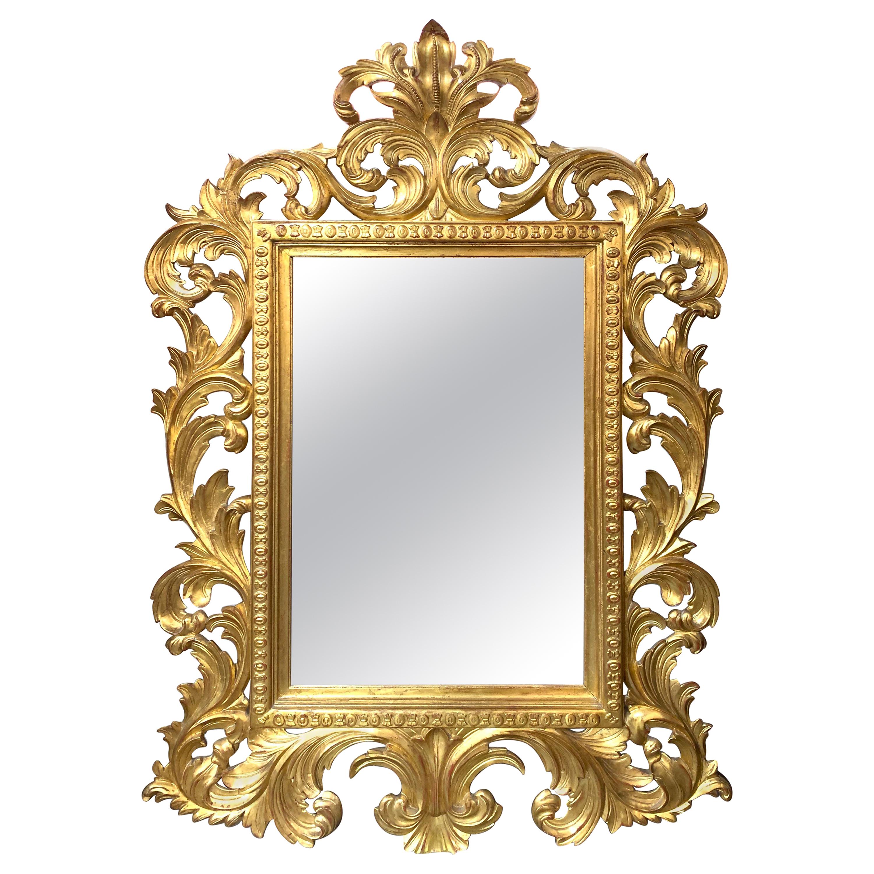 Italian Baroque Style Carved Gold Gilt Mirror