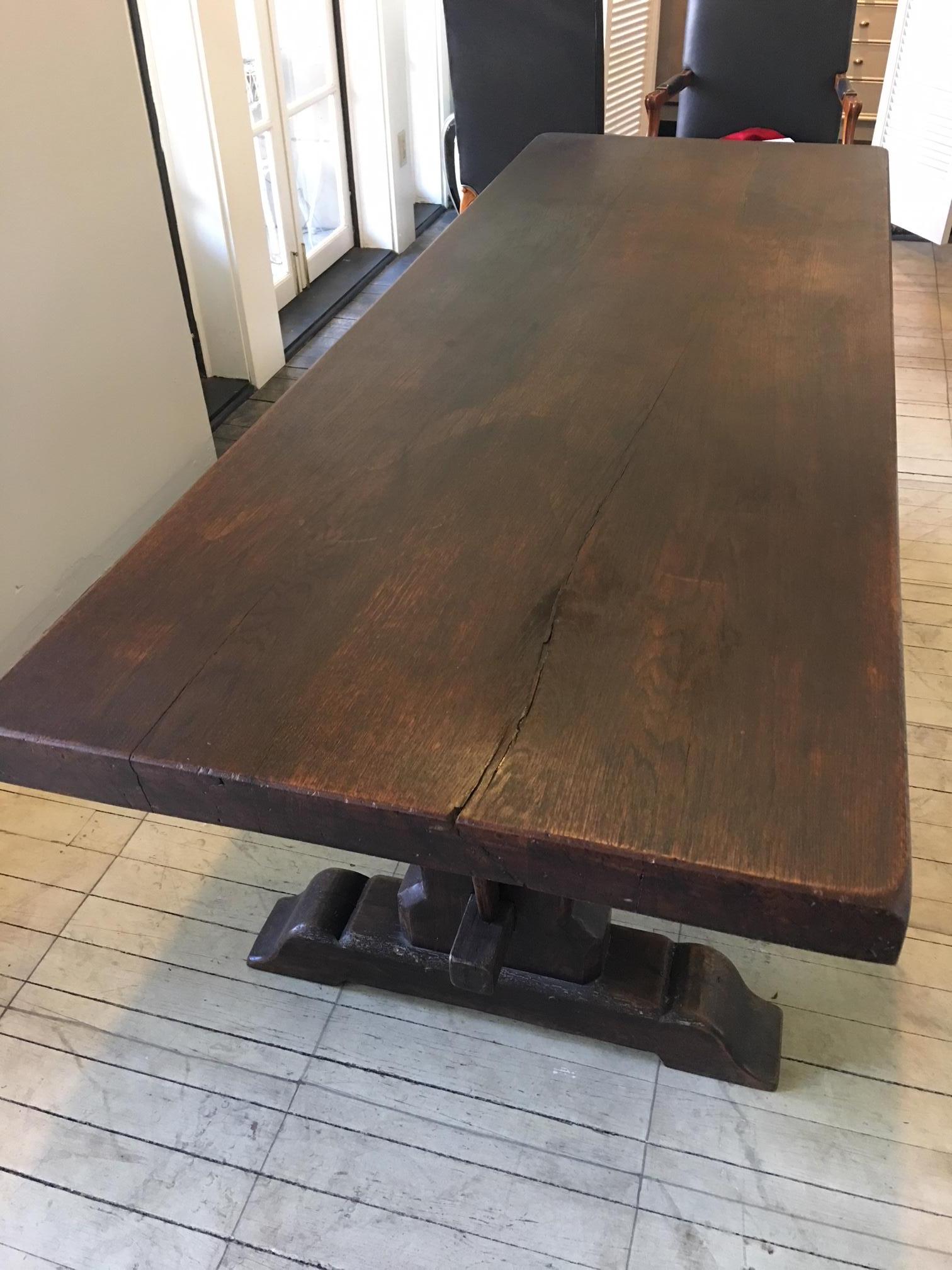 Italian Baroque Style Carved Oak Library or Dining Table, 19th Century 1