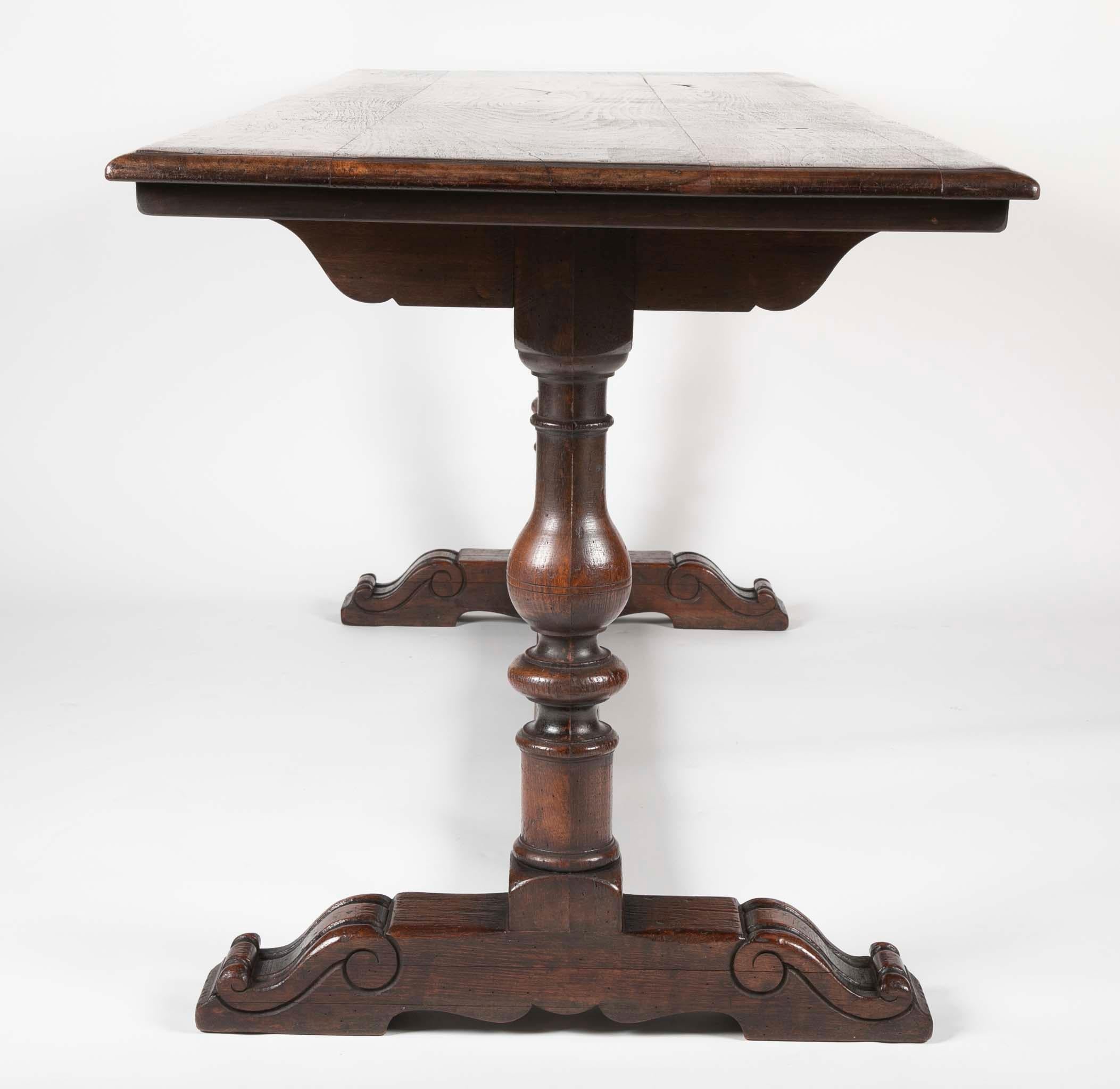 Baroque Italian Chestnut Trestle Table