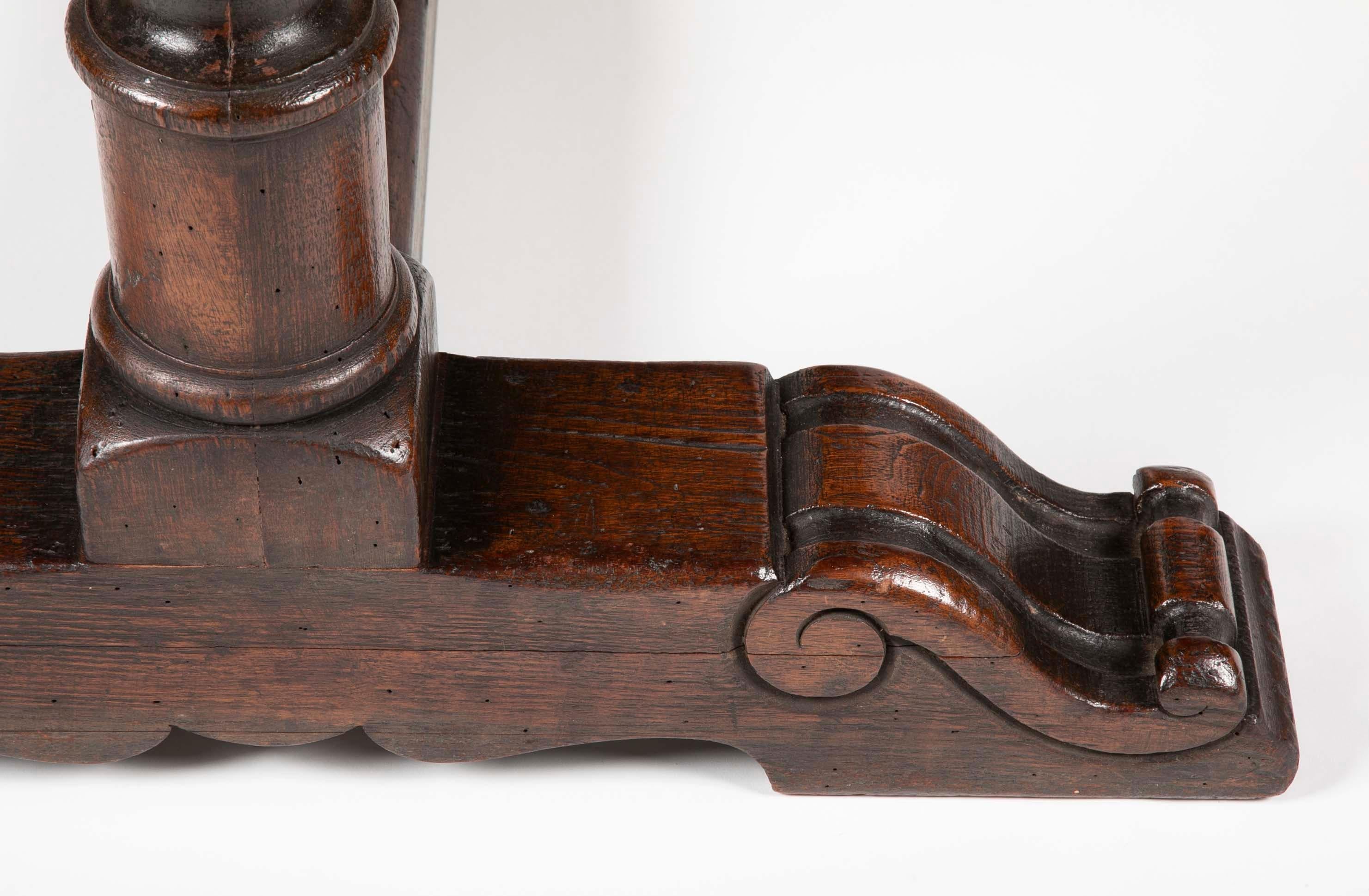 19th Century Italian Chestnut Trestle Table