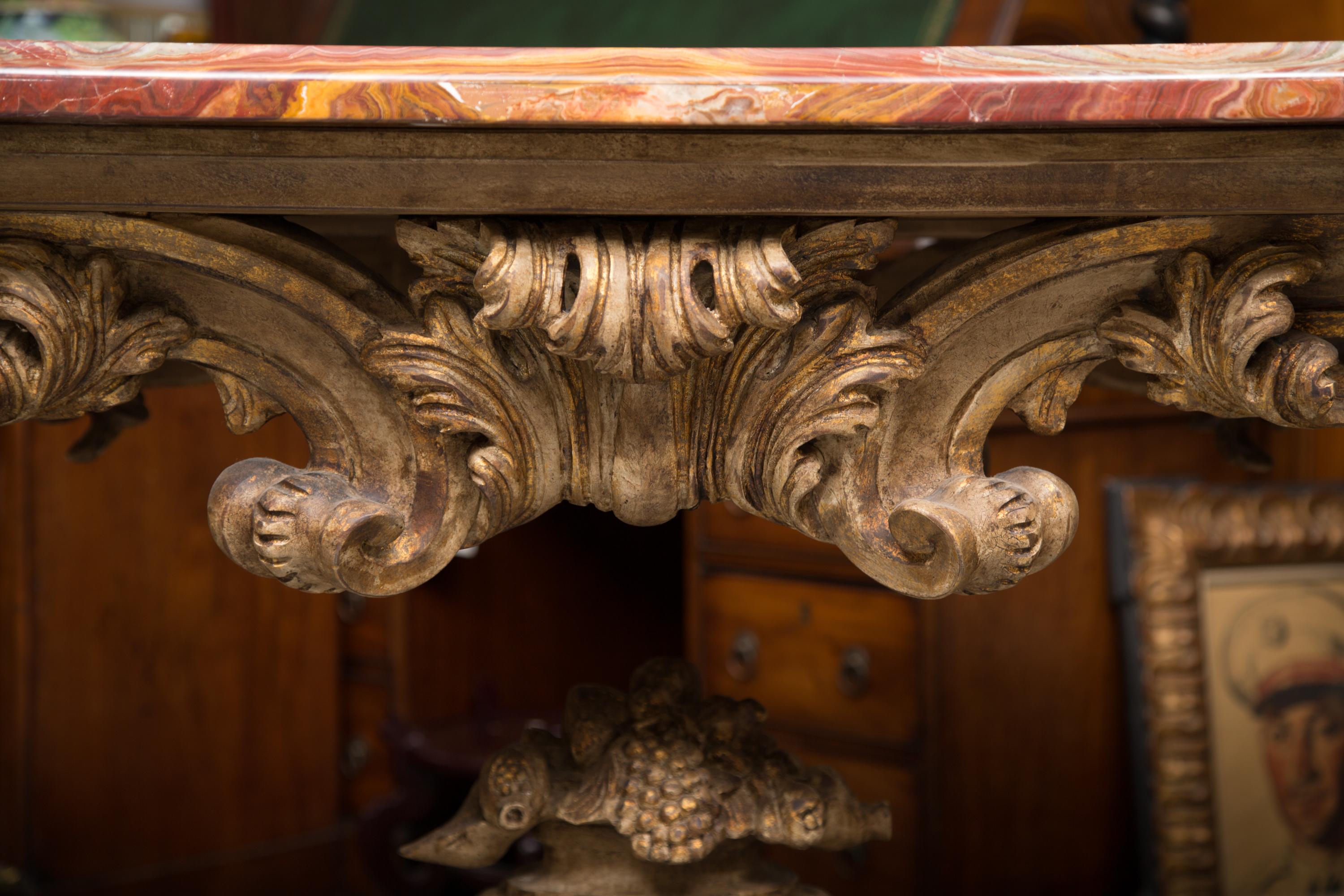 Italian Baroque Style Console Table with Onyx Top For Sale 6