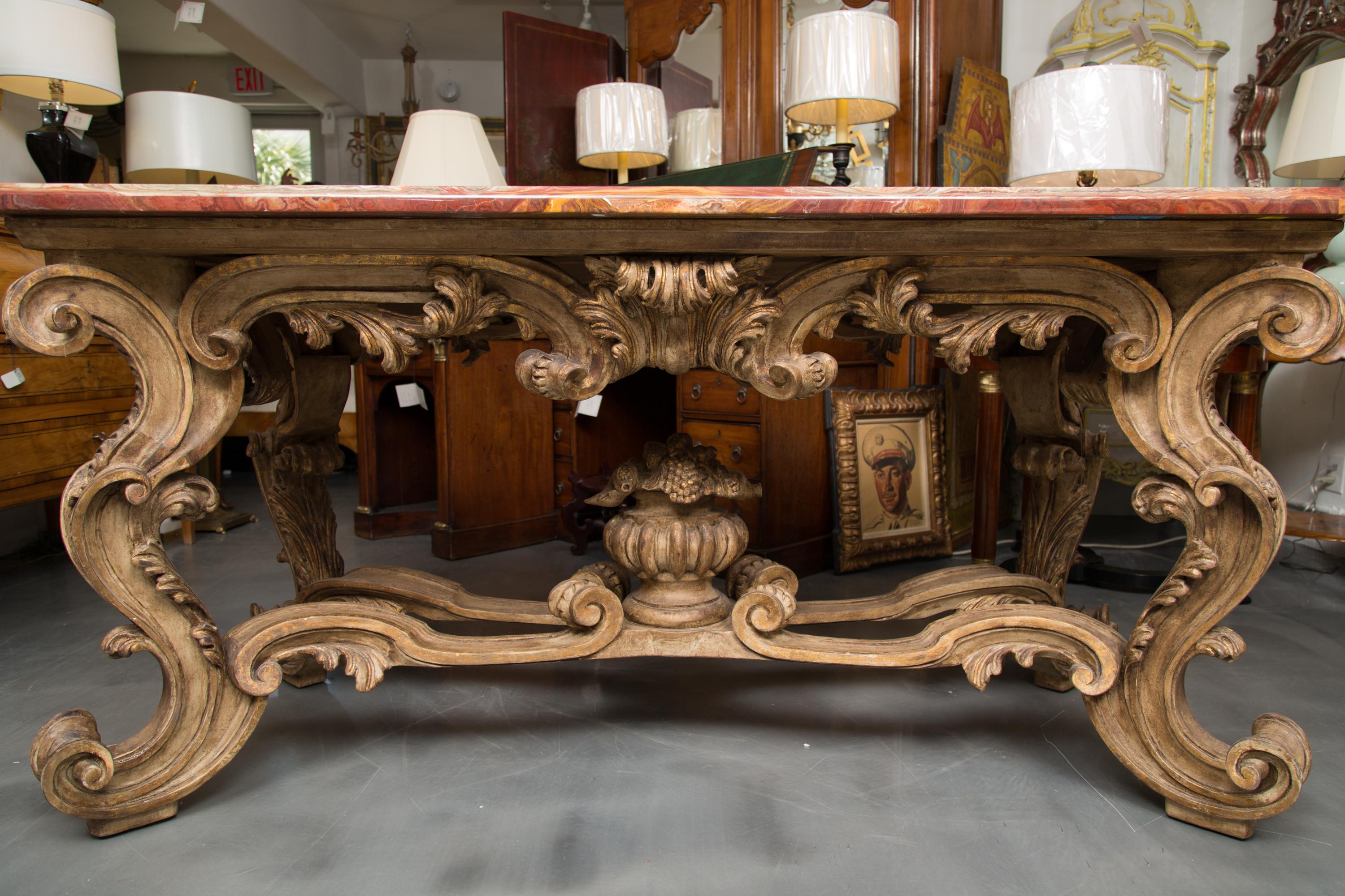 Italian Baroque Style Console Table with Onyx Top For Sale 7