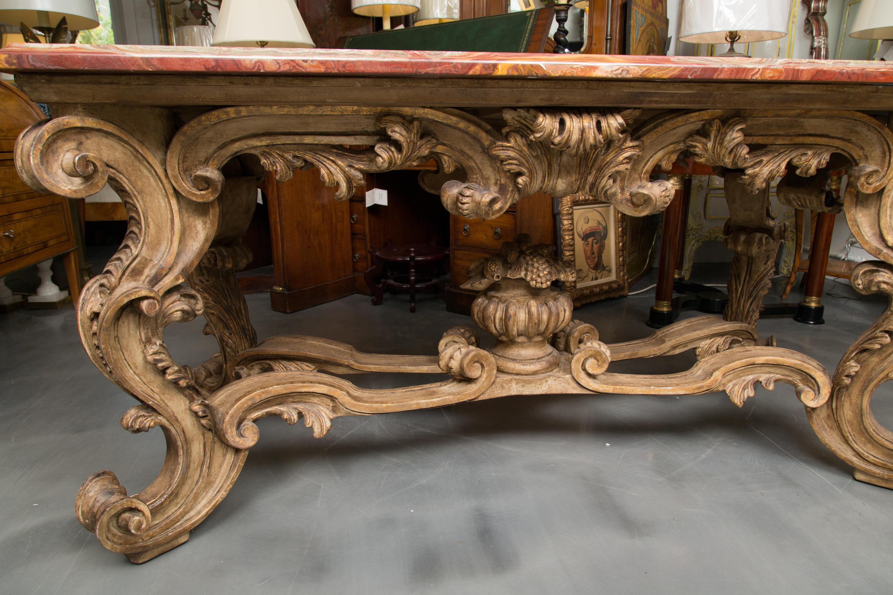 Italian Baroque Style Console Table with Onyx Top For Sale 8