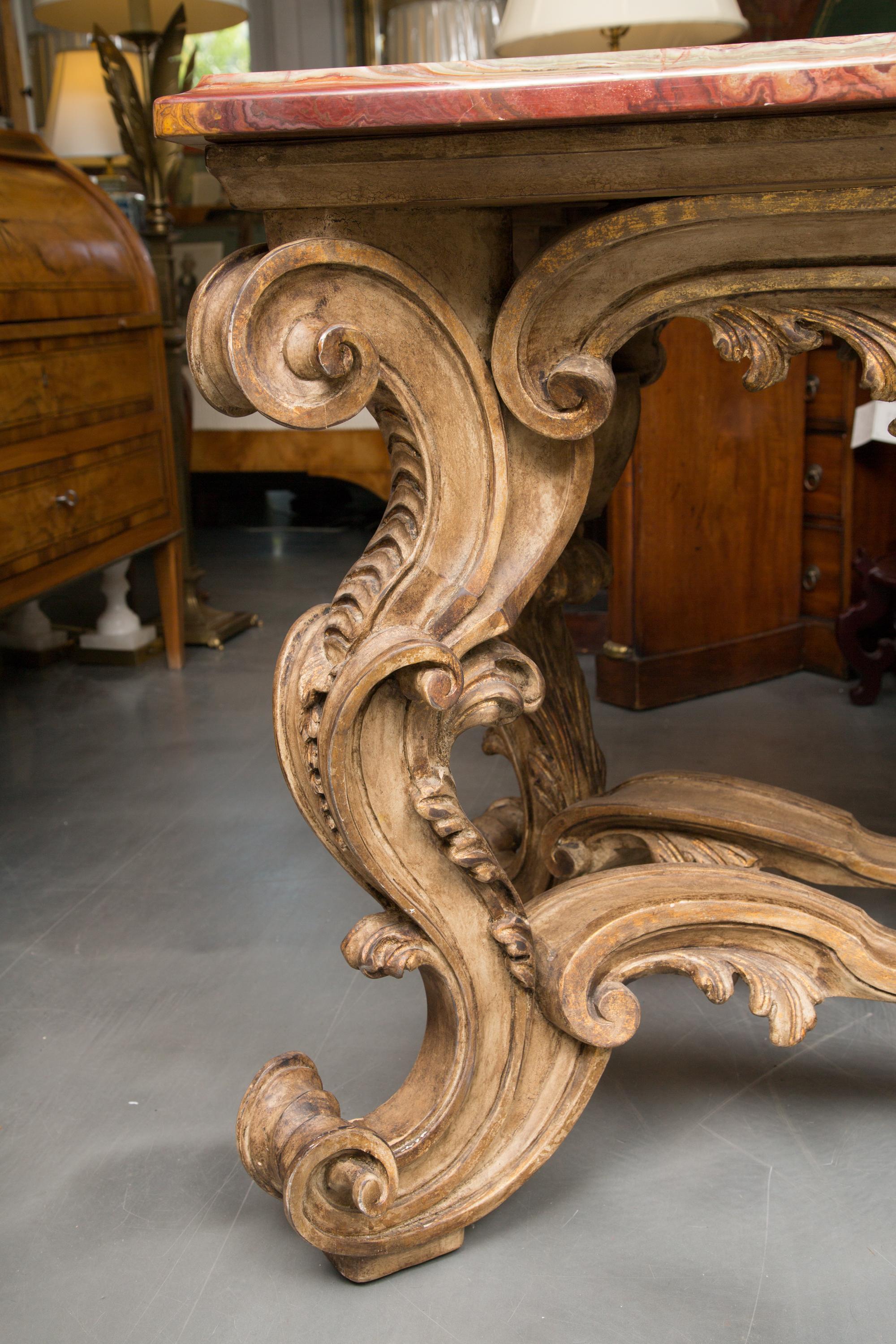 Italian Baroque Style Console Table with Onyx Top For Sale 10