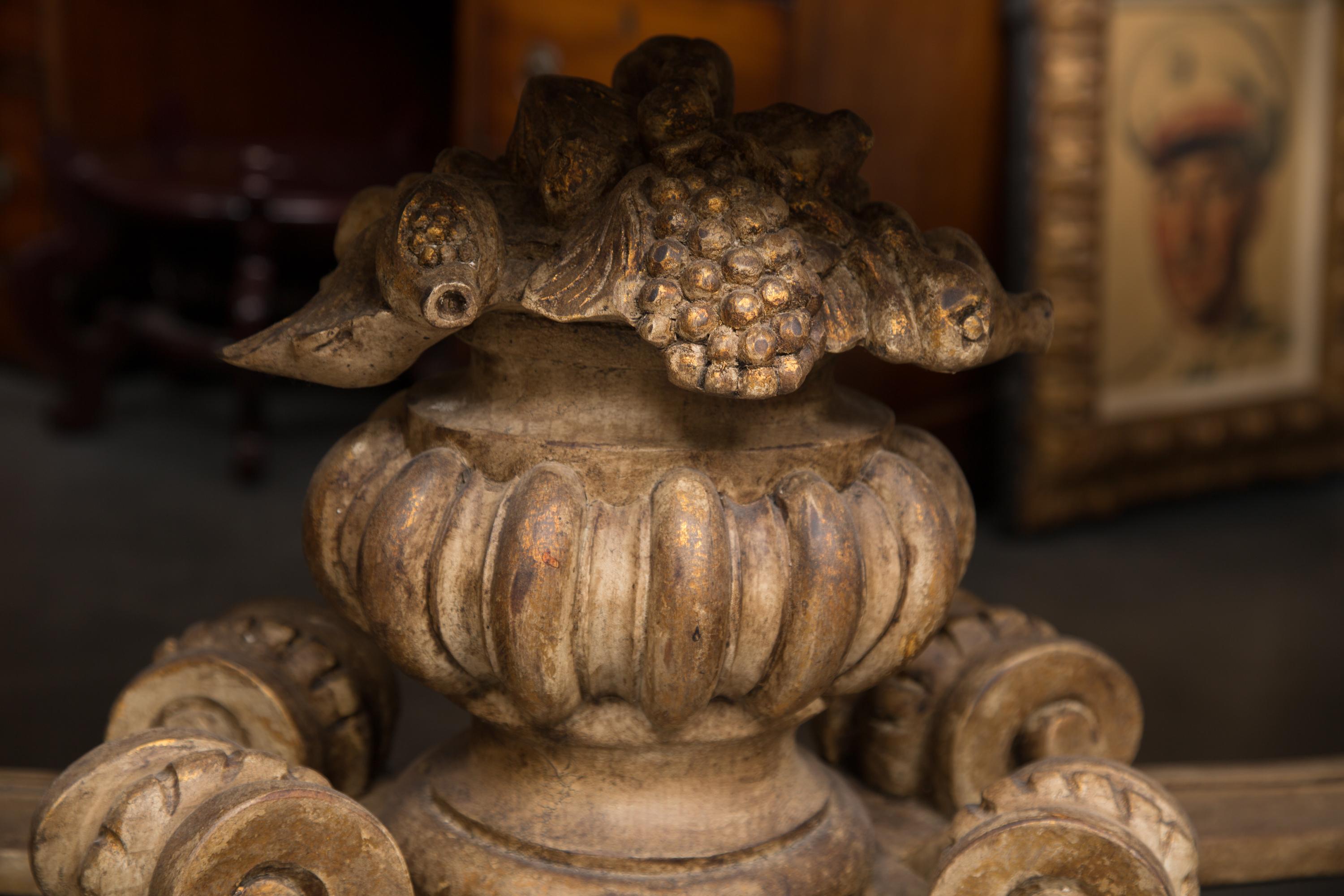 Hand-Carved Italian Baroque Style Console Table with Onyx Top
