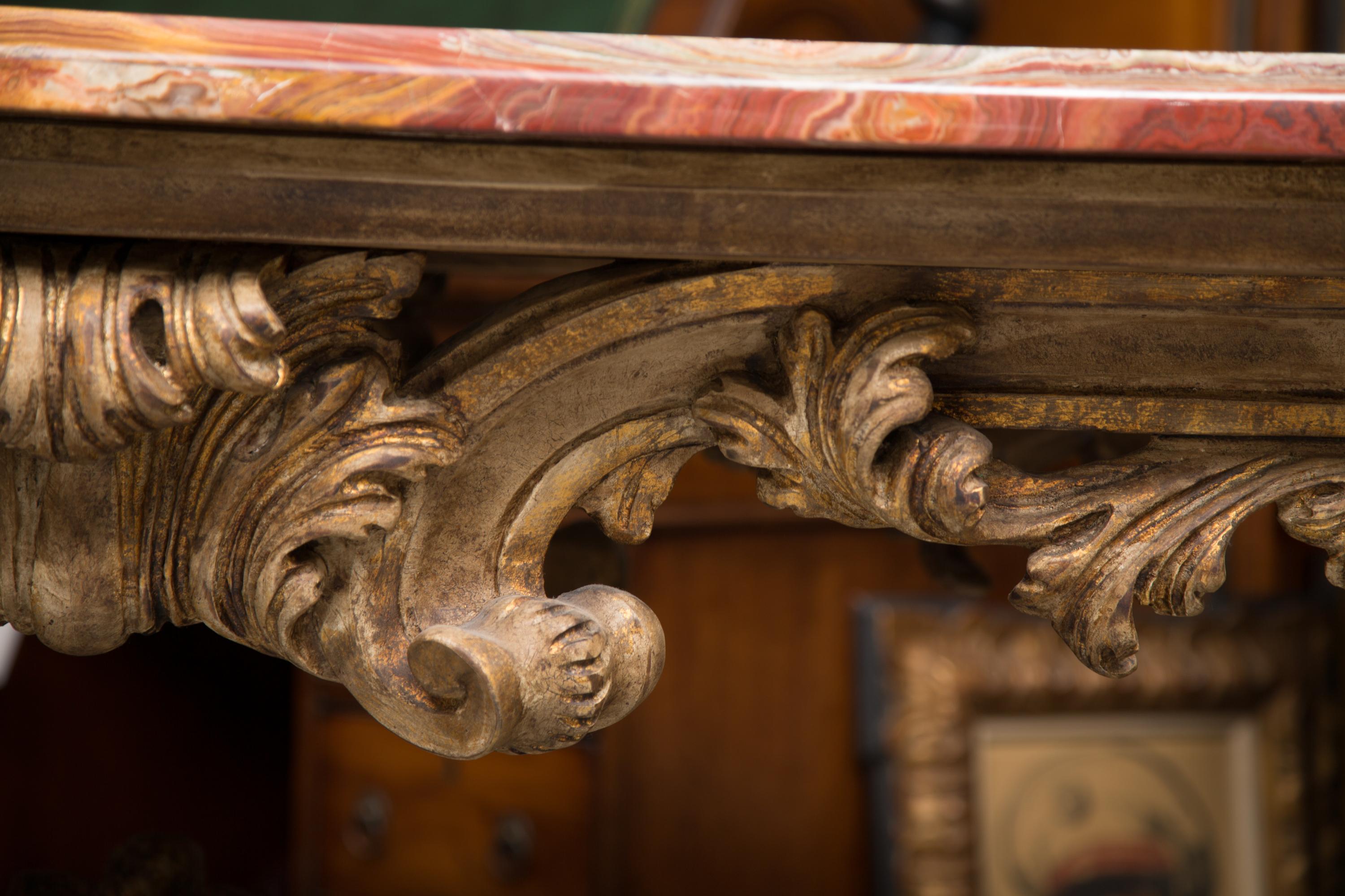 Italian Baroque Style Console Table with Onyx Top For Sale 1