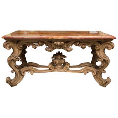 Vintage Italian Baroque Style Console Table with Onyx Top