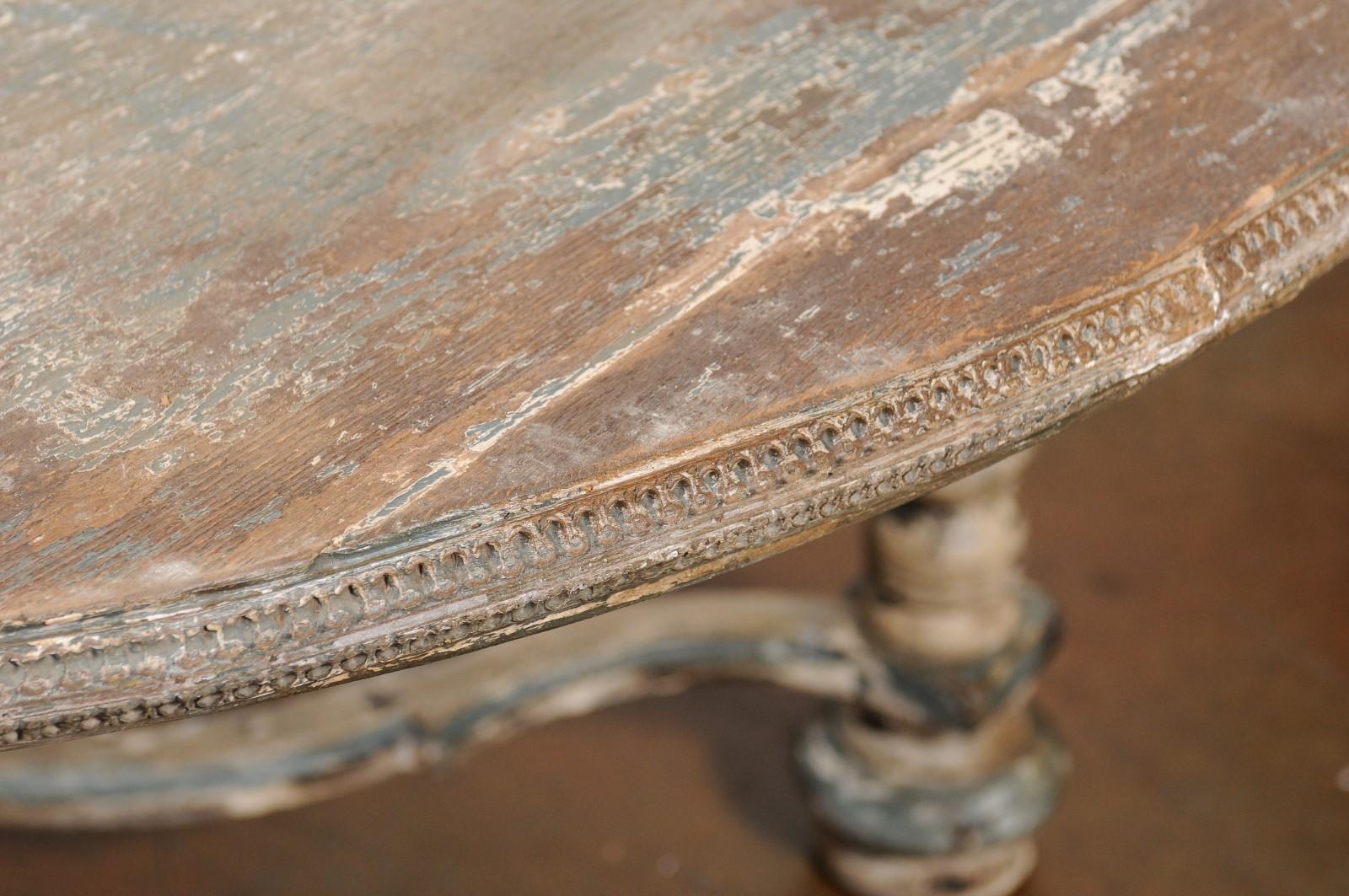 Italian Baroque Style Dining Room Table with Barley Twist Legs and Stretcher 3