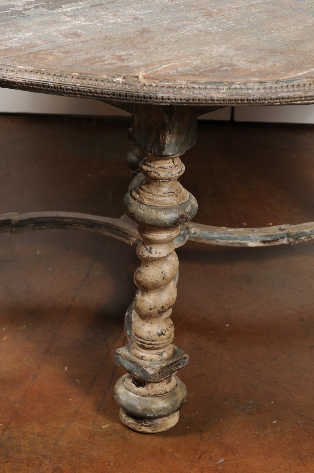 Italian Baroque Style Dining Room Table with Barley Twist Legs and Stretcher 2