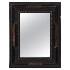 Italian Baroque Style Ebonized and Faux Tortoise Framed Mirror, circa 1900