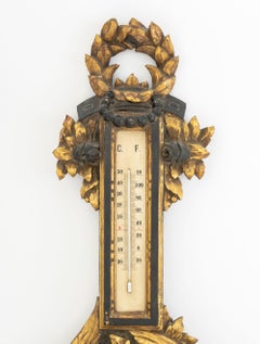 Italian Baroque Style Ebonized & Gilt Barometer
