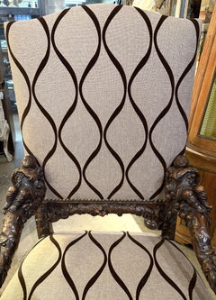 Italian Baroque Style Figural Tall Arm Chair in the Manner of Andrea Brustolon