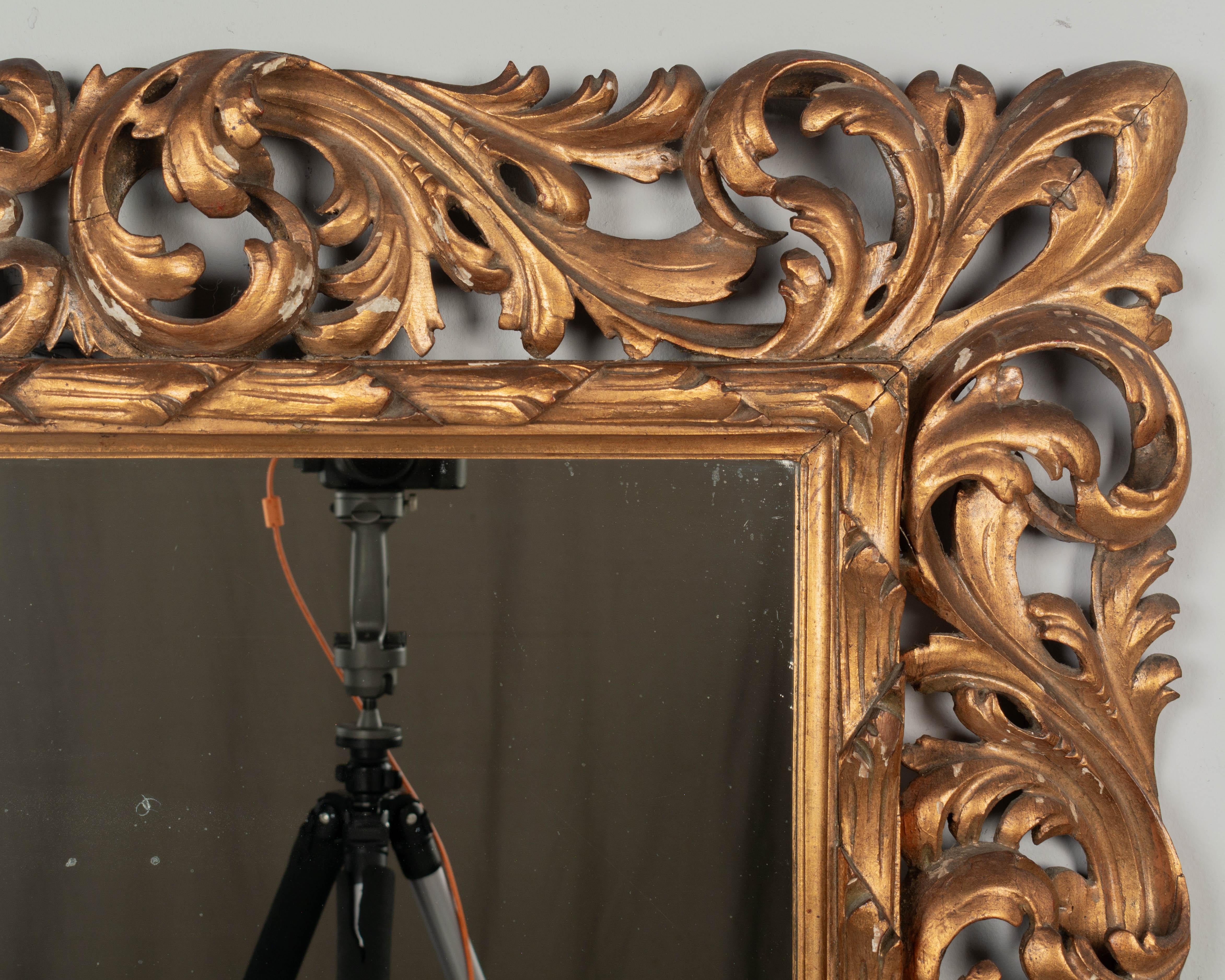 20th Century Italian Baroque Style Gilded Mirror For Sale