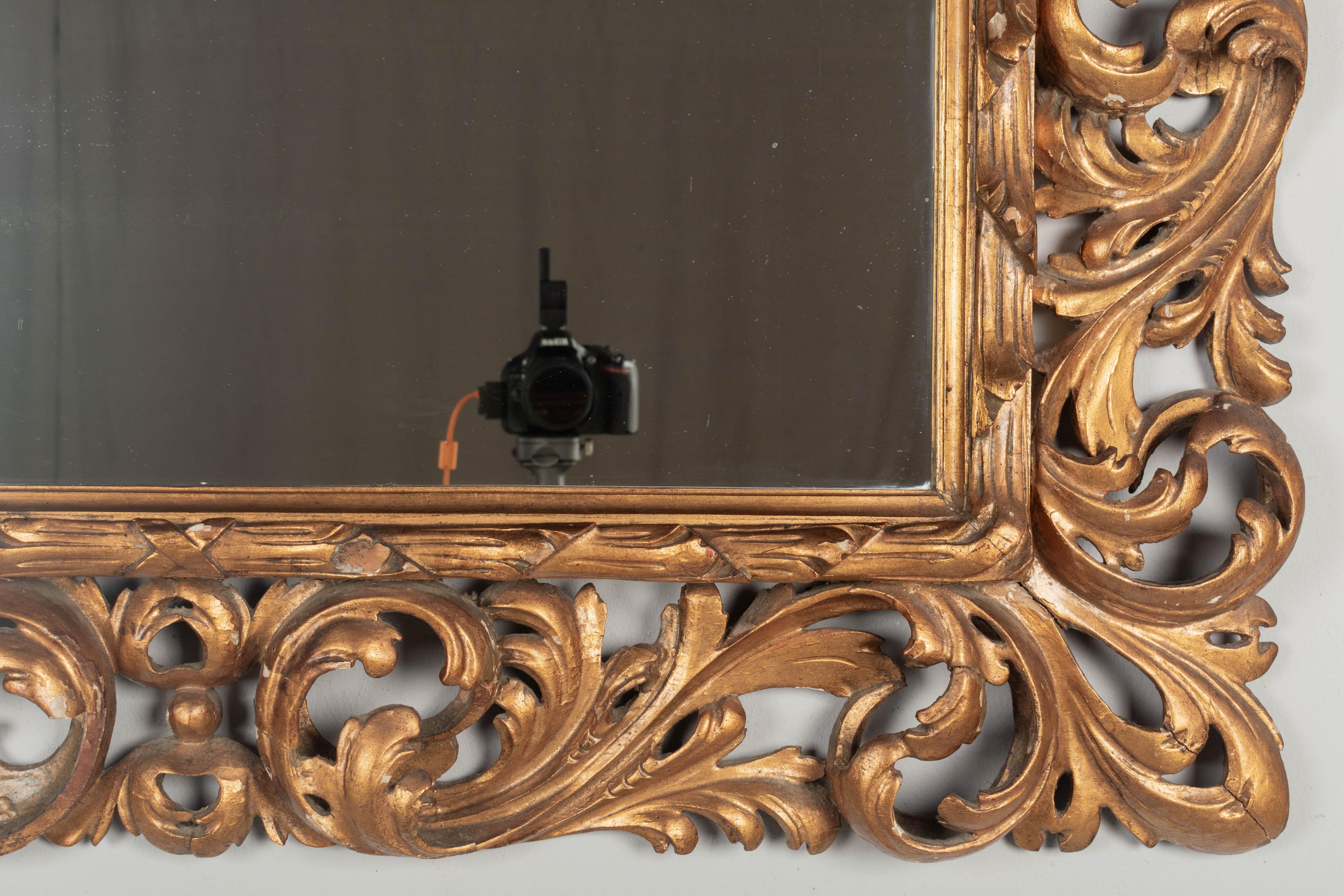 Italian Baroque Style Gilded Mirror For Sale 2