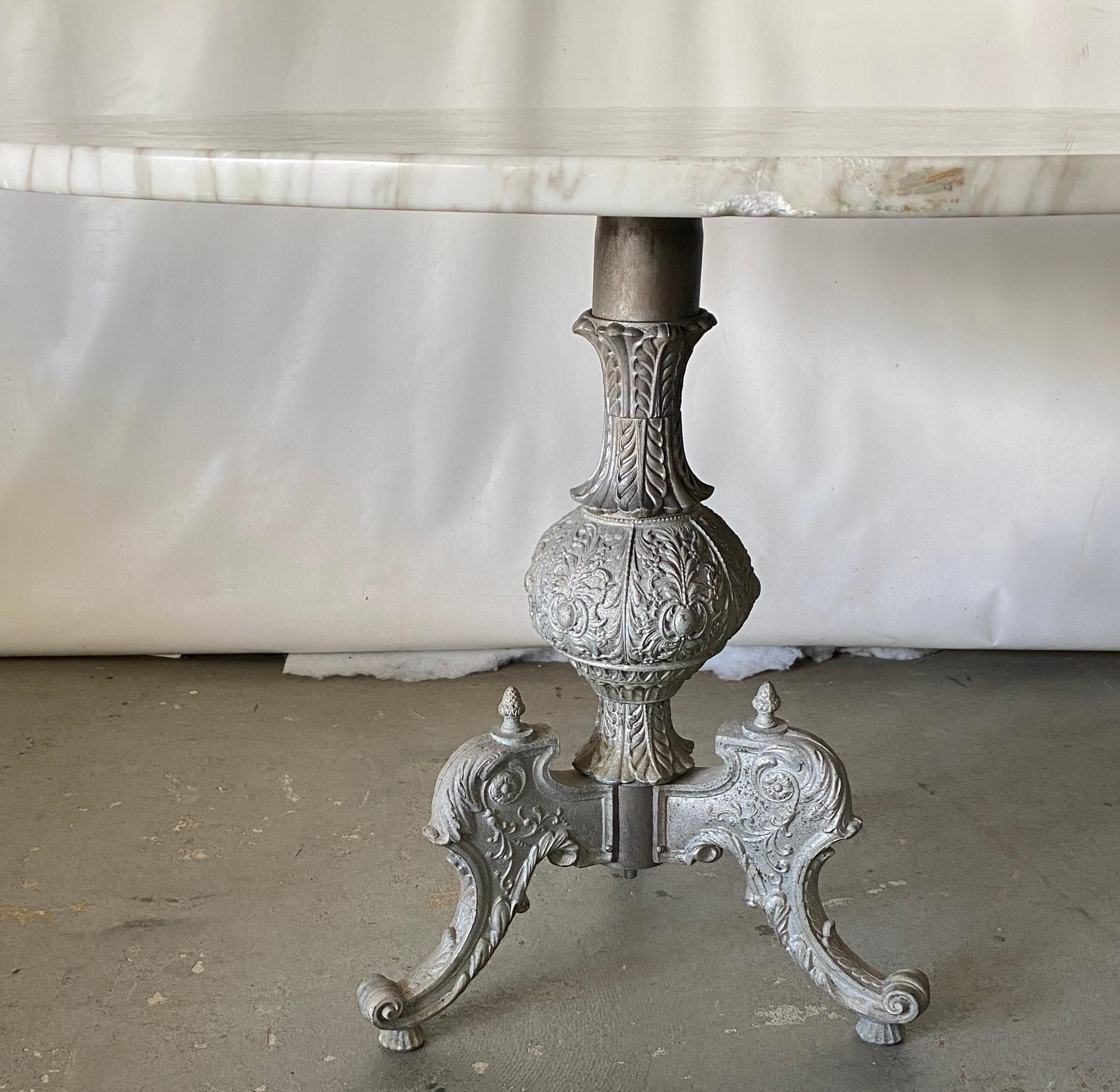 antique metal top table