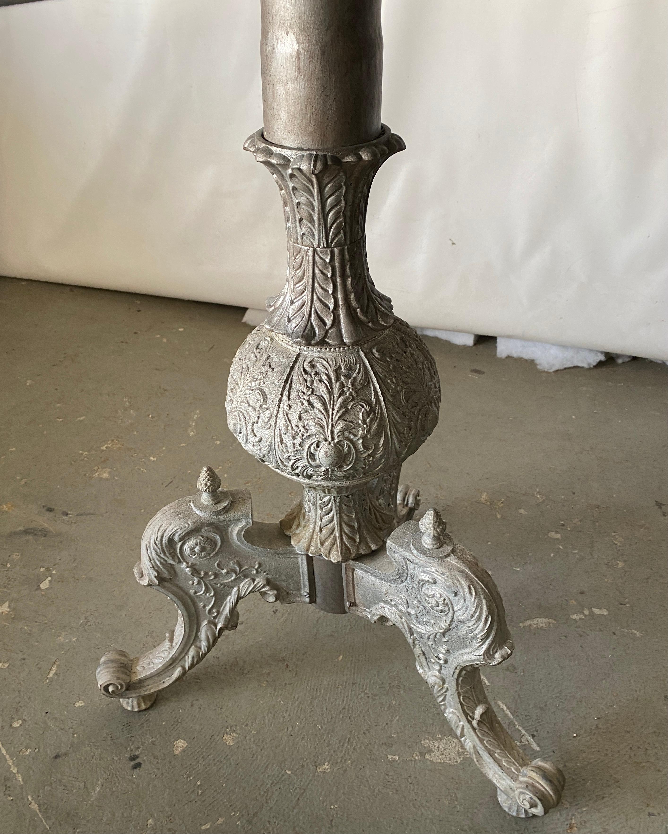 Italian Baroque Style Gilt Metal Pedestal Round Marble-Top Table 3