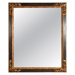 Italian Baroque Style Gilt Wood Ebonized Carved Frame with Mirror