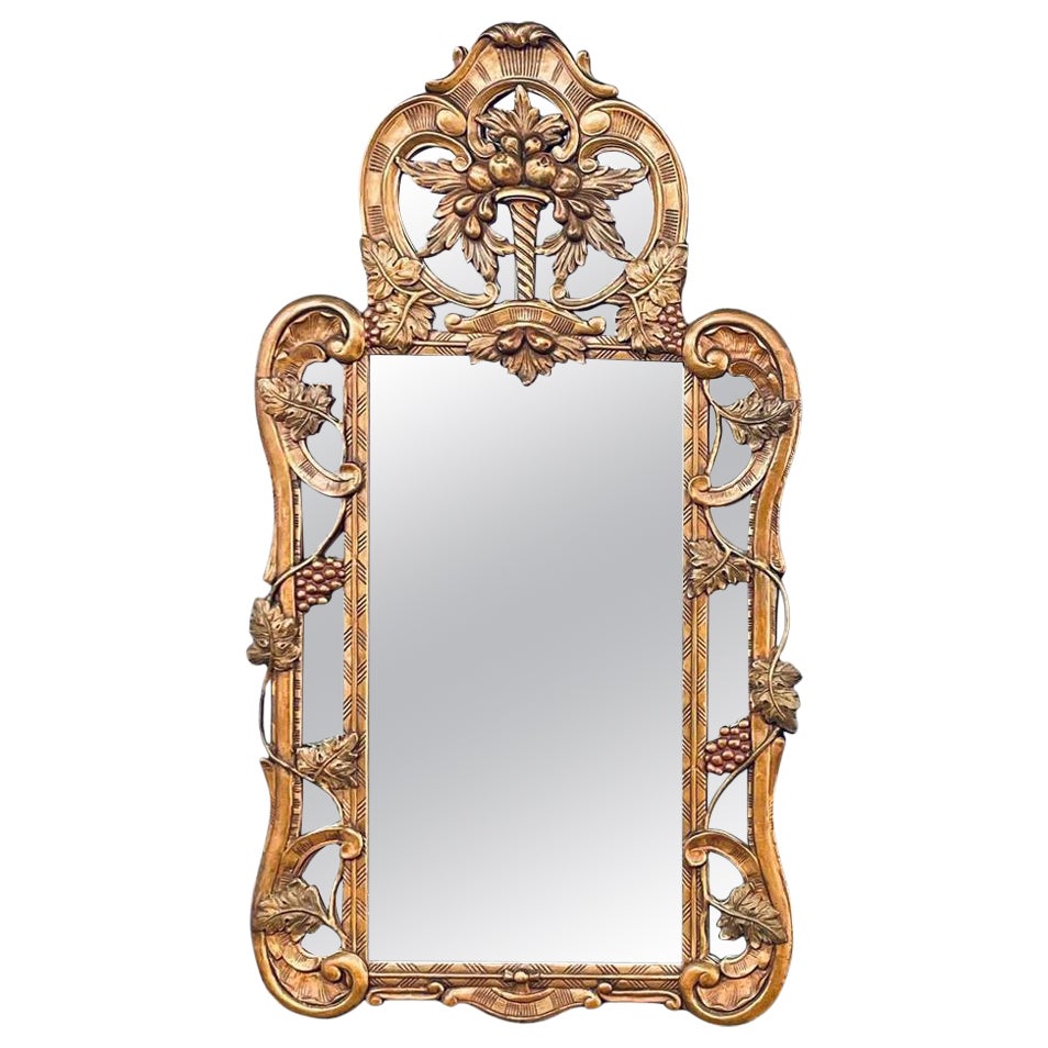 Italian Baroque Style Giltwood Mirror with a Carved Grape & Vine Motif