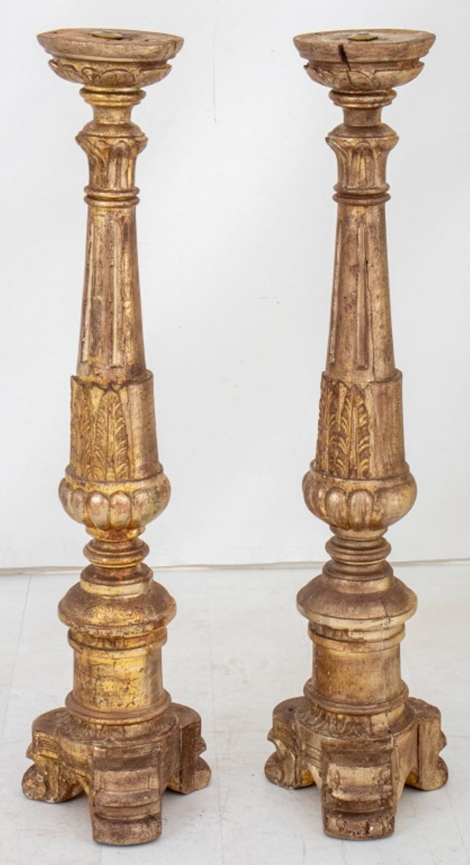 Italian Baroque Style Giltwood Torchieres, Pair For Sale 1